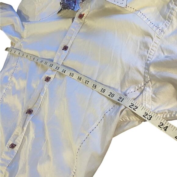 7 Downie Street White Button Down Dress Shirt Men's Size Small - Picture 7 of 15